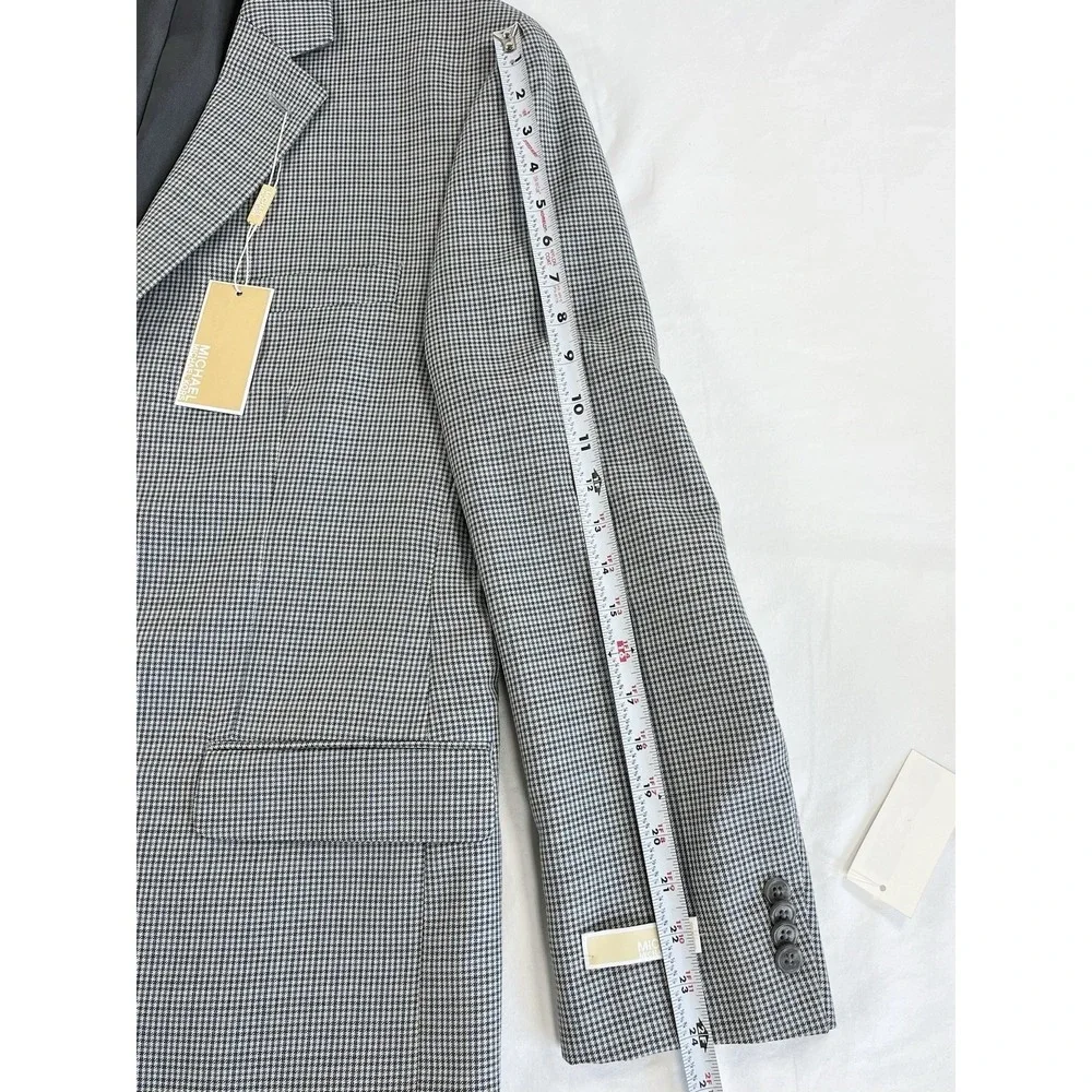 NWT Michael Kors Men's 44R Classic Fit Sport Coat Blazer Grey Black Houndstooth